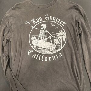 Full Tilt Los Angeles California Skeleton Graphic Long Sleeve Shirt - Black